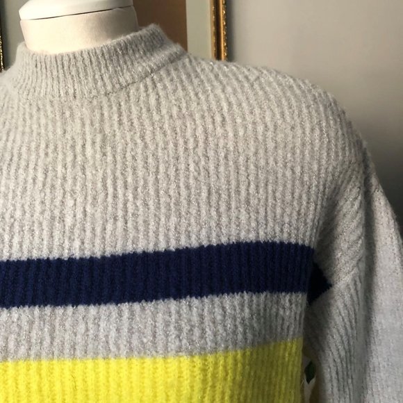 🤎 3/$25Garage Striped Color Block Cropped Knitted Sweater Size XS - Picture 7 of 12
